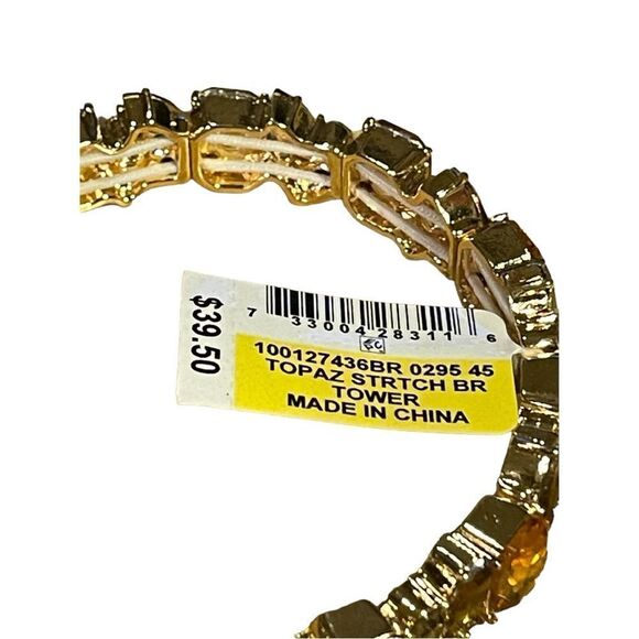 NWT Charter Club Gold-Tone Colored Crystal & Stone Stretch Bracelet - Picture 4 of 7